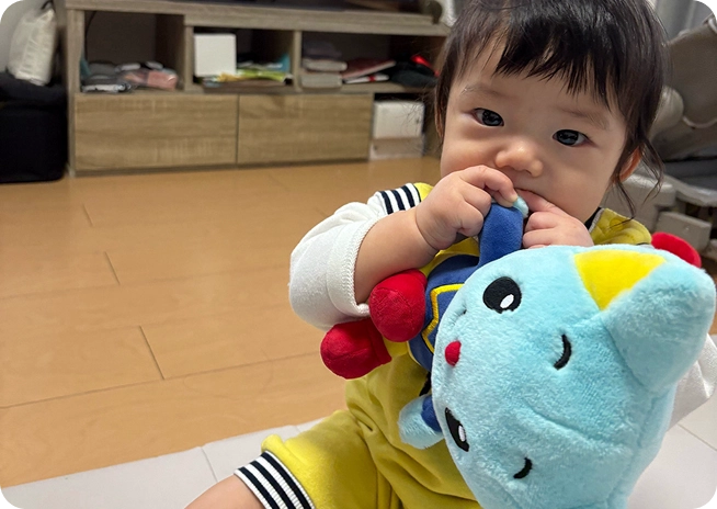 0歳7ヶ月のママの赤ちゃん 遊戯イメージ